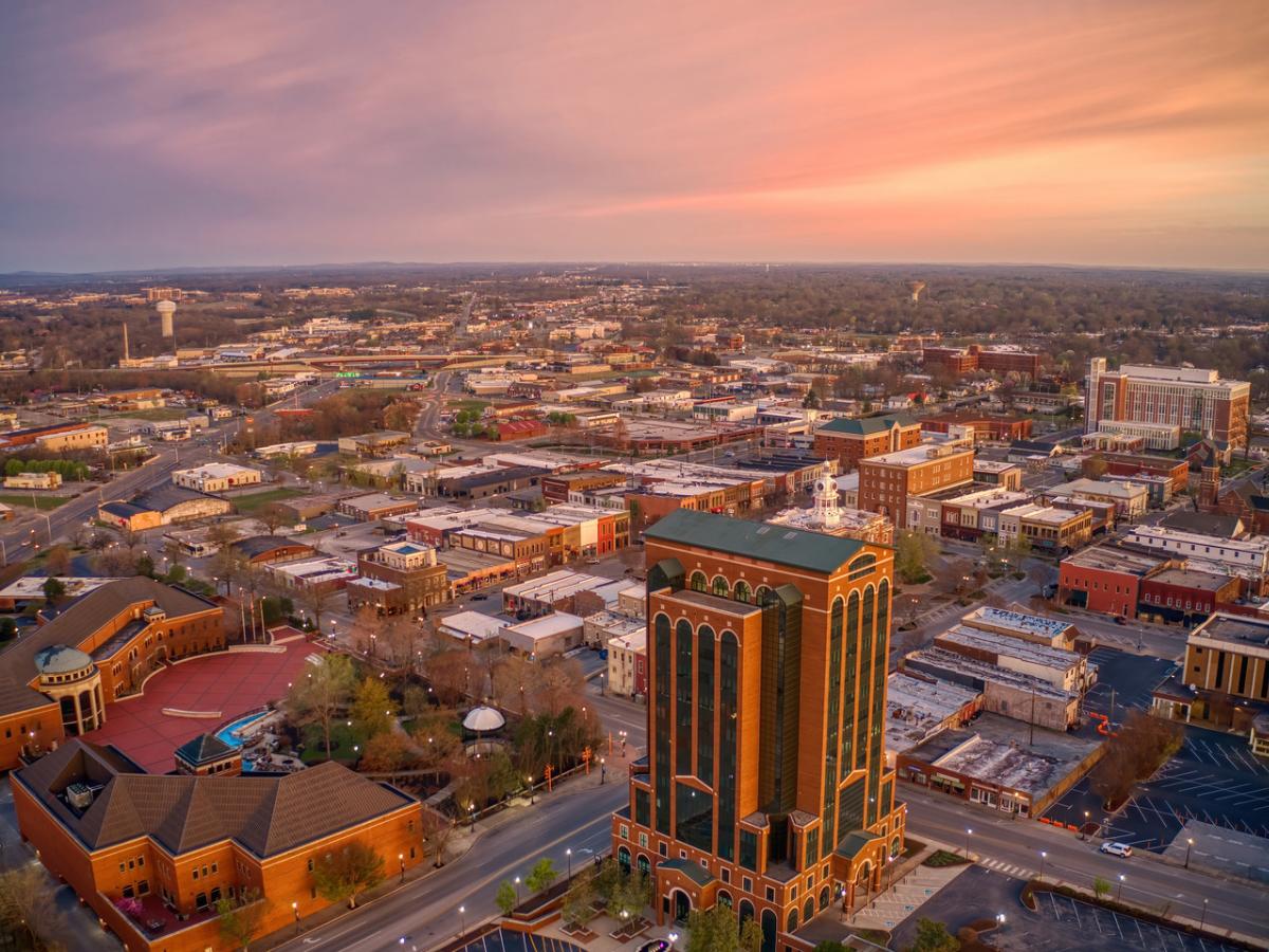 Aerial View of Murfreesboro, Tennessee at Sunrise